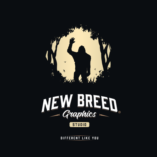 Badge logo with the title 'New Breed Graphics Studio — Different Like You'