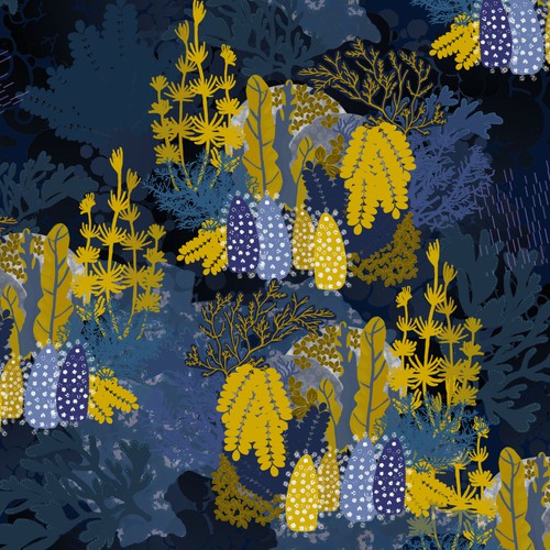 Noir design with the title 'illustration fond marin'