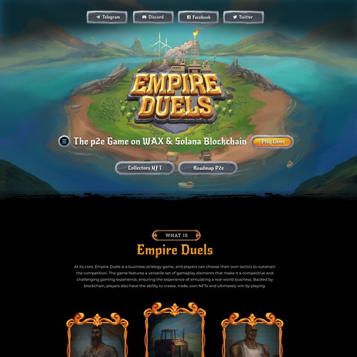 Game website with the title 'Concept NFT Gaming Design'