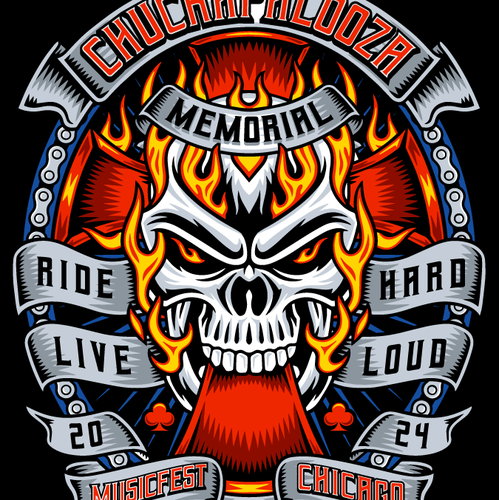 Biker logo with the title 'CHUCKAPALOOZA24'