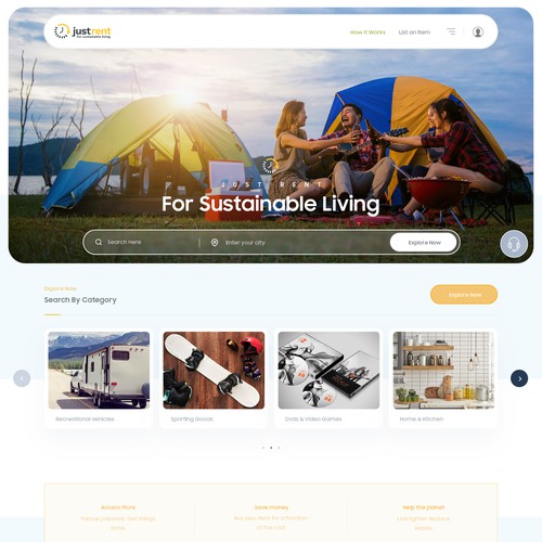 Professional website with the title 'JustRent.com Webpage Design'