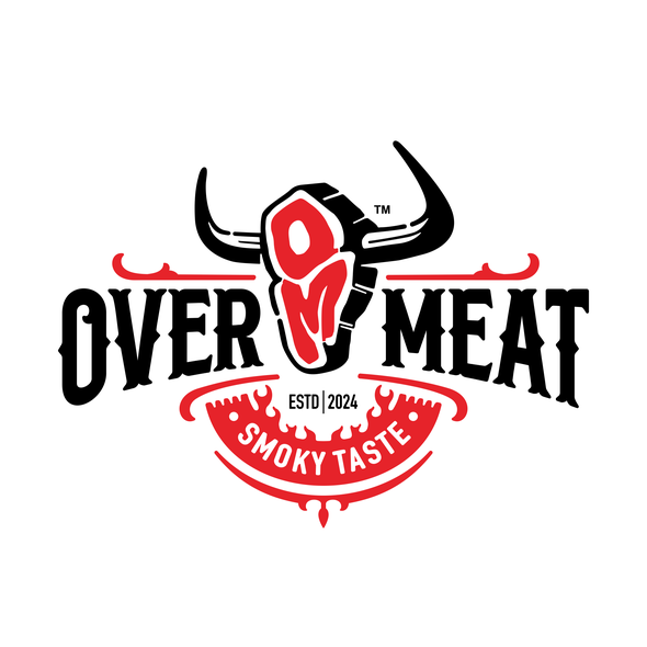 BBQ logo with the title 'Unique logo design for Over Meat'