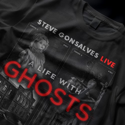 Vintage design with the title 'A Life With Ghosts – Screen Print T-Shirt Design'