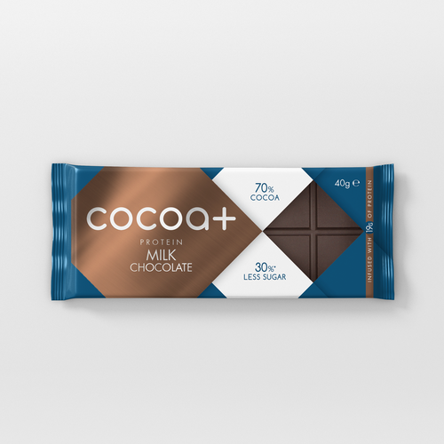 Chocolate bar design with the title 'Protein Milk Chocolate'