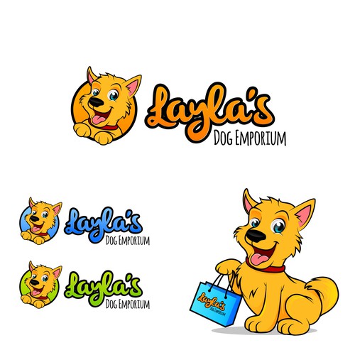 Online store logo with the title 'logo for an online dog accesories shop "layla's dog emporium"'
