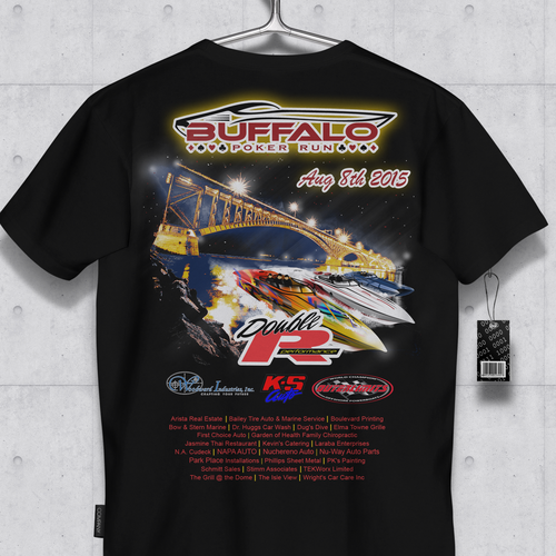 Boat t-shirt with the title 'Buffalo Poker Run T-Shirt'