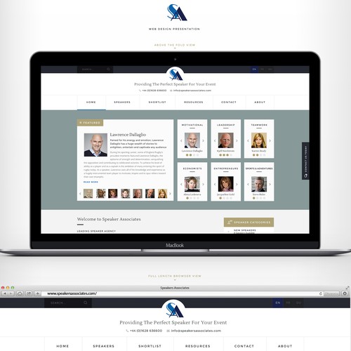 Website with the title 'Speakers Associates'