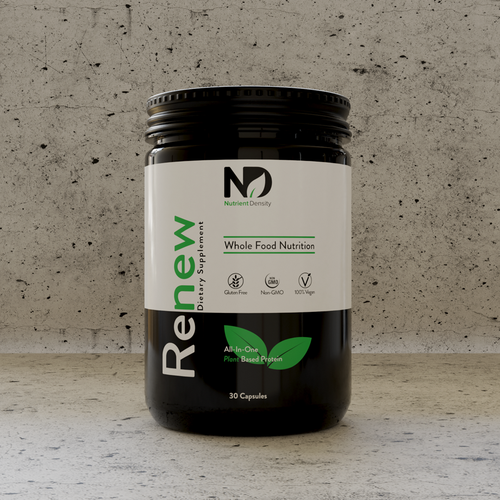 Nutrition label with the title 'A simple packaging design for food dietary supplement brand.'