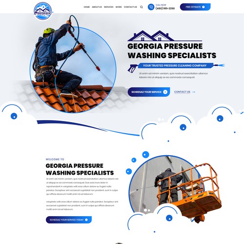 Creative website with the title 'Web design for soft & pressure washing specialists'