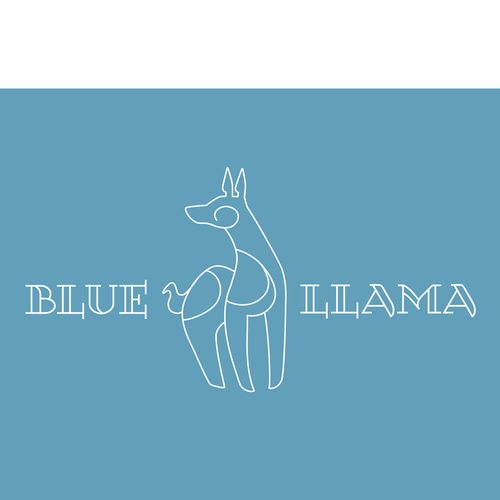 Llama logo with the title 'Blue Llama Brand Logo Concept'