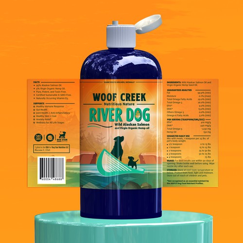 Dog label with the title 'River Dog label'