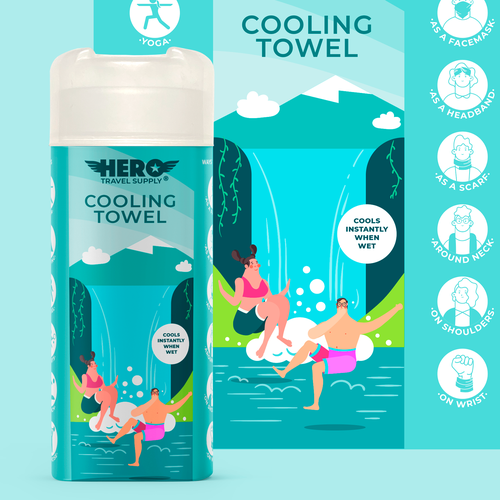 Cooling design with the title 'Design a label for a Cooling Towel bottle'