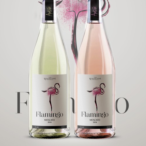 Logo label with the title 'Label for Artiste ‘Flamingo’ Moscato'