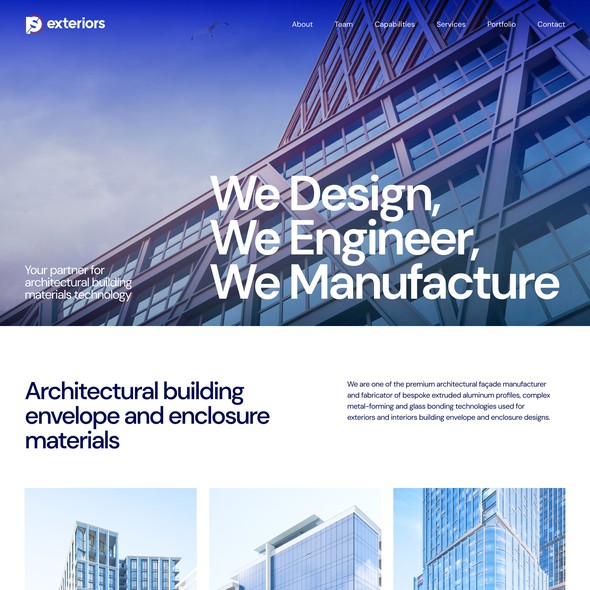 Exterior design with the title 'Clean and sophisticated website for an Architectural Company'