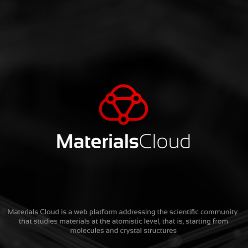 Molecule design with the title 'High tech scientific research logo for MaterialsCloud'