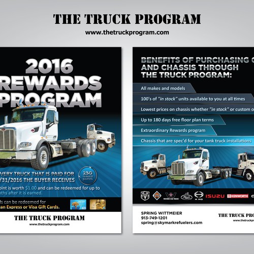 Truck design with the title '2016 Rewards Program Flyer'