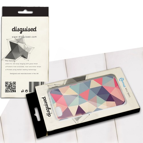 Case design with the title 'Create modern & stylish phone case packaging for high-end phone case company "disguised"'