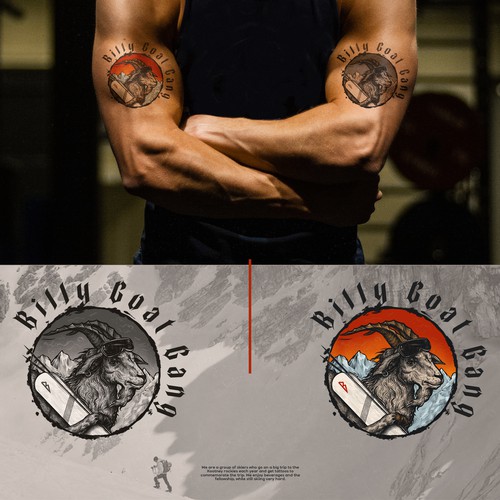 Illustrated design with the title 'Billy Goat Gang'