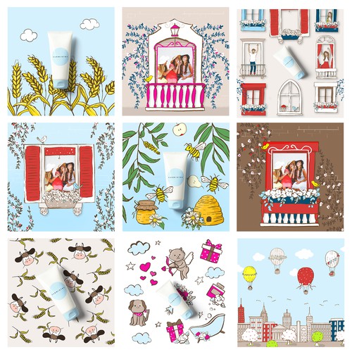 Cow design with the title 'Farmistry - skin care brand'