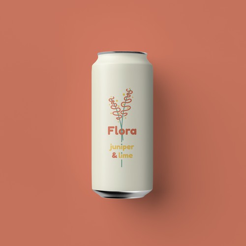 Flower label with the title 'Flora Soda Can Design'