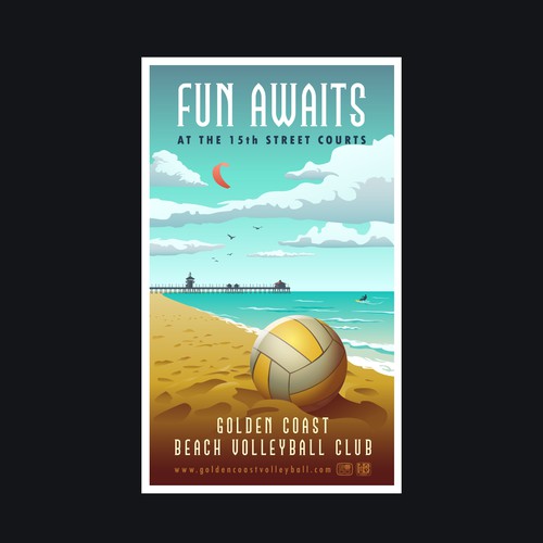Tourism design with the title 'Golden Coast Beach Voleyball Club'