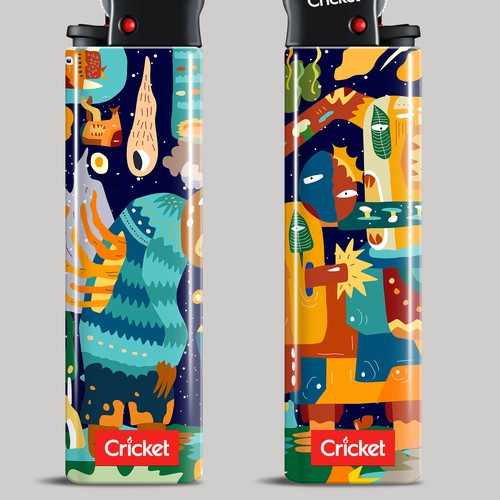 Full-color design with the title 'illustration for lighter label with my style character'