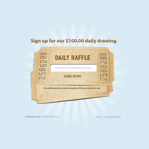 Call to action design with the title 'Daily Raffle Website'