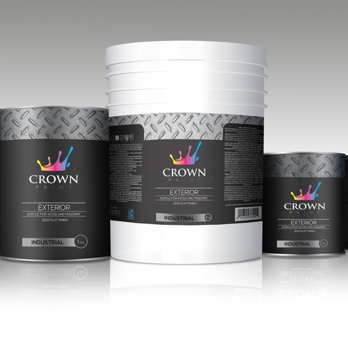 Paint design with the title 'CROWN INDUSTRIAL LABELS'