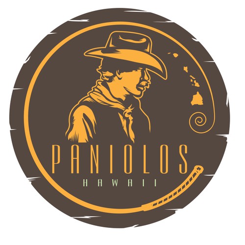 Cowboy logo with the title 'Logo for Paniolos-- Hawaiian cowboy grill'