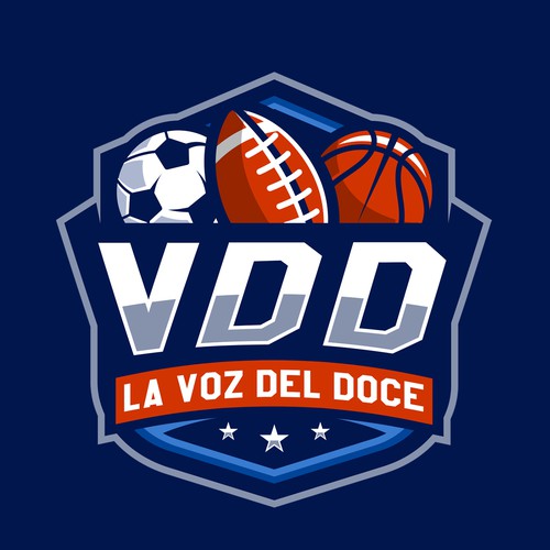 Neon blue logo with the title 'La Voz del Doce'