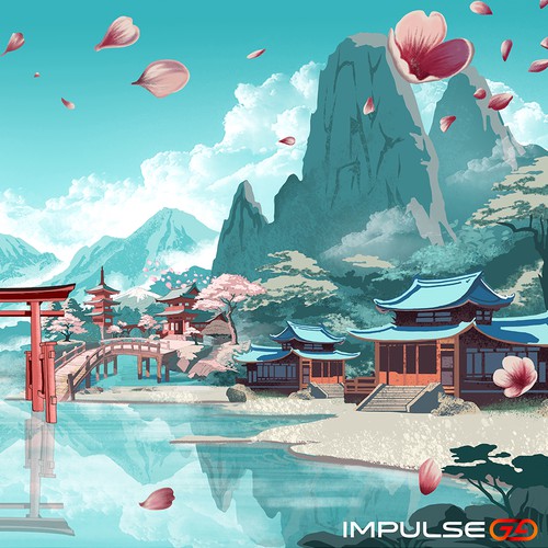 Gaming artwork with the title 'Light Blue Anime-Inspired Mousepad Design'