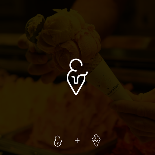 Ice cream shop design with the title 'Churn & Chill Logo Design'