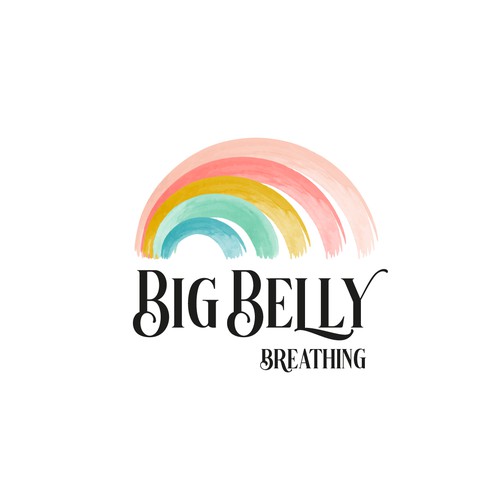 Rainbow logo with the title 'Watercolour logo for Big Belly Breathing'