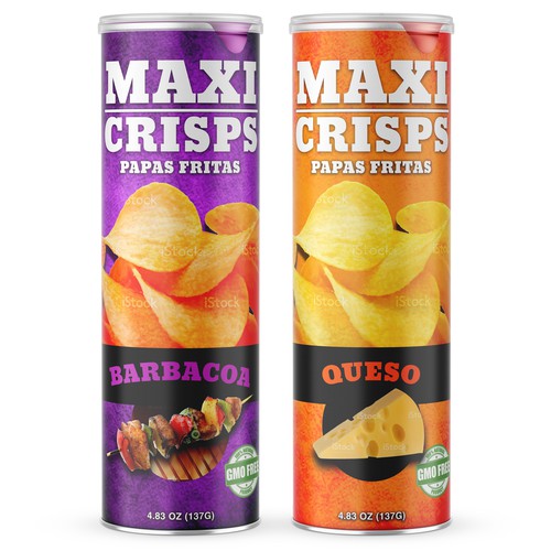 Canister packaging with the title 'Potato Chips Packaging'