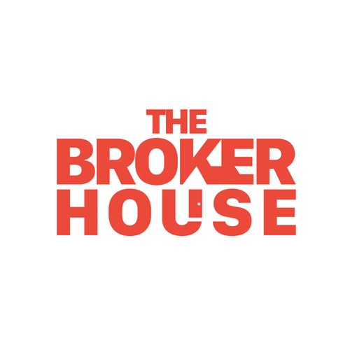 Sans serif logo with the title 'The Broker House negative-space logo design'