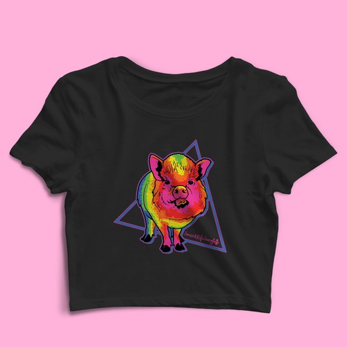Pig t-shirt with the title 'Crop top design'