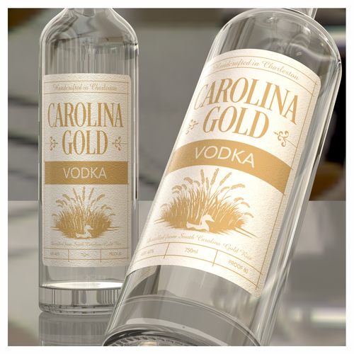 Vodka label with the title 'California Gold Vodka Label Design'