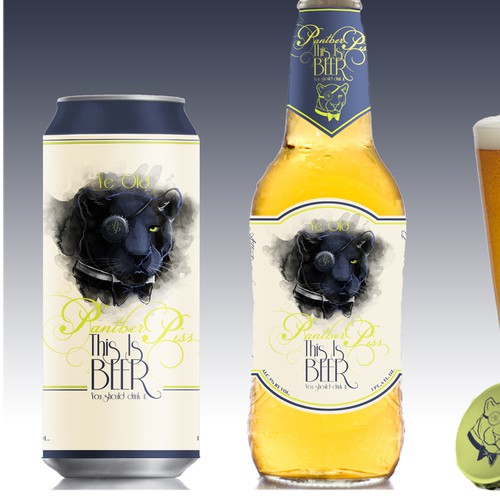 Photoshop label with the title '"Panther Piss" BEER Label - GuaranteedWinner - Blind, not private.   Get Pissed!  '