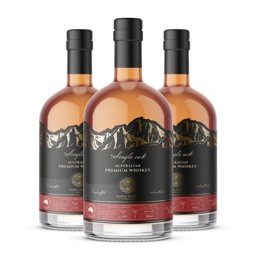 Whiskey label with the title 'Single Cask Australian Whiskey'