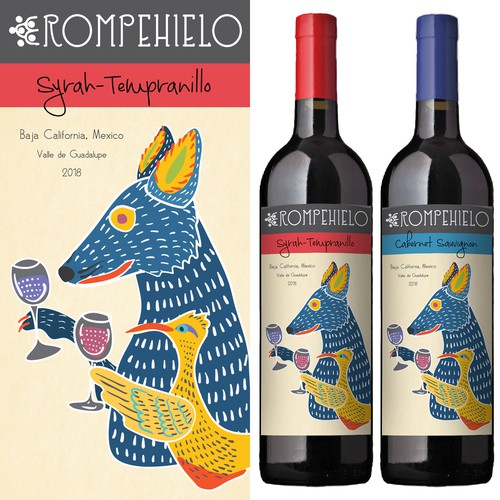 Lively design with the title 'Bright and lively wine label'