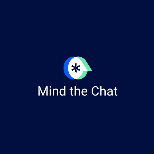 Overlapping logo with the title 'Mind the Chat - Logo Design'