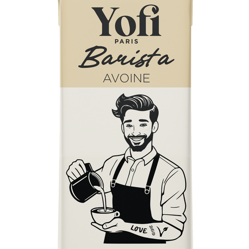 Almond packaging with the title 'Yofi Barista Almond Milk – Packaging Design & Rebranding'
