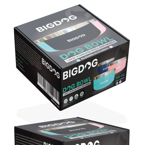 Animal packaging with the title 'Packaging Design for Large Stainless Steel Dog Bowl'