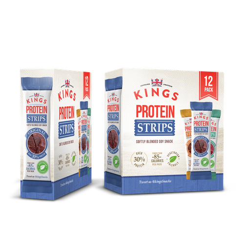 Jerky packaging with the title 'Protein Strips Packaging Design'