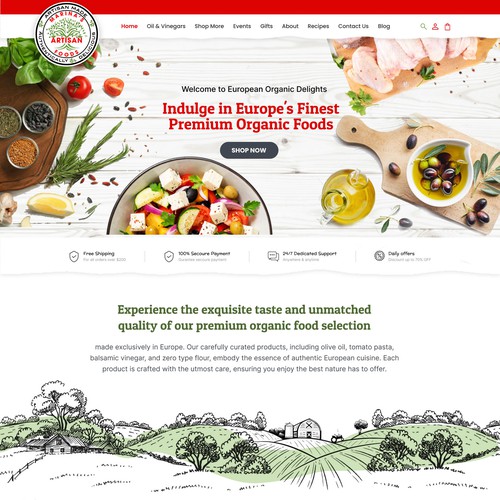 Pizzeria design with the title 'Premium Food Brand Website'