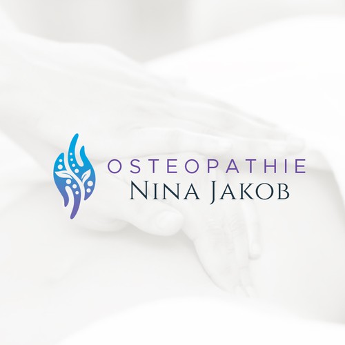 Spine design with the title 'Osteopathie Nina Jakob'
