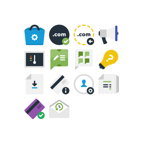 Panel design with the title 'Billing Icons for web hosting control panel.'