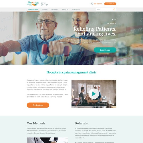 Flat website with the title 'Pain Management Clinic -Website'