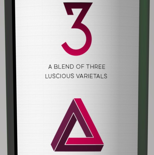 White background design with the title '33 - A label design for a blend of 3 varietals'