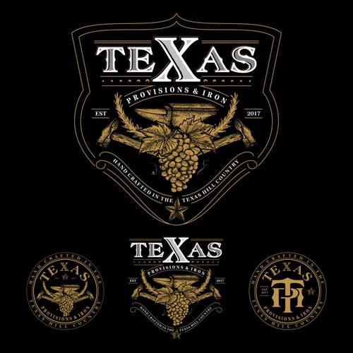 Hand-drawn design with the title 'Texas Provision & Iron'